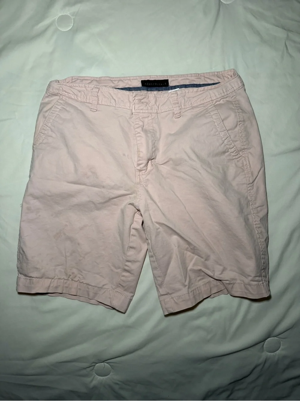 Aeropostale Men's Light Pink Flat-Front Chino Shorts